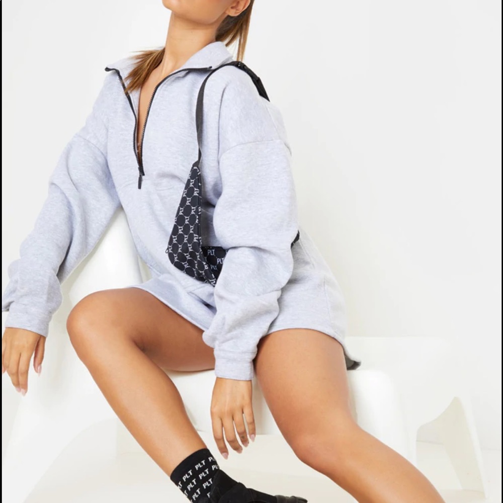 Zip Front Funnel Neck Jumper Dress